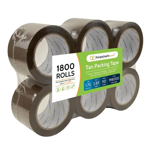 Vista 8 de Cinta de embalaje, rollo de cinta de envío, marrón tostado, 3 pulgadas x 110 yardas, paquete de 6 rollos