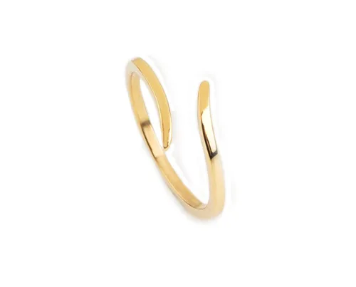 Vista 6 de Elegante joyero para mujer, anillo curvo abierto en oro macizo de 9k, 14k y 18k, anillo envolvente abierto minimalista, anillo convexo de oro sólido