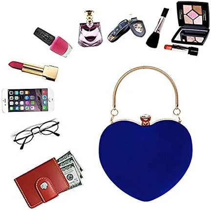 Vista 6 de Goclothod Bolso de mano en forma de corazón para mujer, bolso de hombro de terciopelo, bolsos de noche