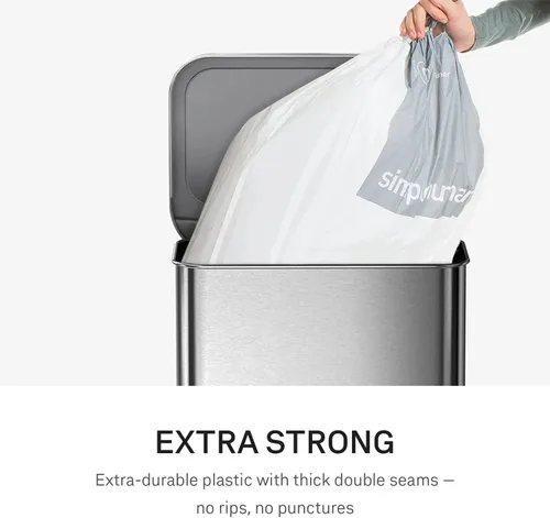 Vista 3 de simplehuman Code Q - Paquete de 40 dispensadores de forros personalizados, bolsas de basura con cordón, 50-65 litros/13-17 galones, color blanco