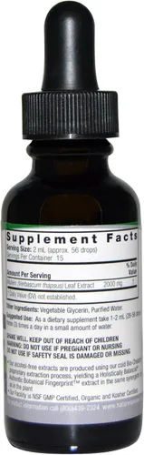 Vista 2 de Nature's Answer Mullein Herb - Extracto de hoja de gordolobo para pulmones - Sin alcohol, sin OGM, fabricado en Estados Unidos - Apoya la función
