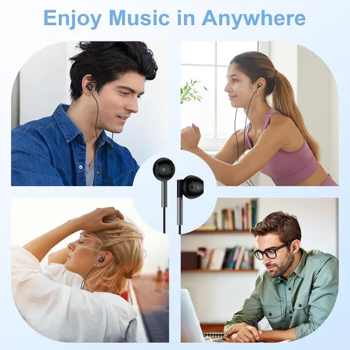 Vista 6 de Auriculares USB C con cable para Samsung Galaxy S26 Ultra/S25/S24 Fe, auriculares con micrófono integrado y control de volumen para iPhone