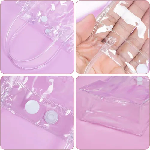 Vista 3 de 25 bolsas de regalo de PVC transparente con asas, bolsa de plástico pequeña, envoltura de regalo transparente reutilizable / bolsas de compras