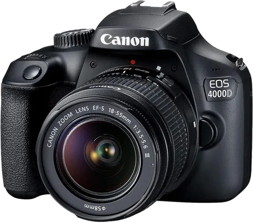 Vista 2 de Canon Cámara DSLR EOS 4000D/Rebel T100 con Canon EF-S 0.709-2.165 in F/3.5-5.6 DC III Zoom y teleobjetivo zoom 16.535-31.496 in f/8.3 HD + memoria