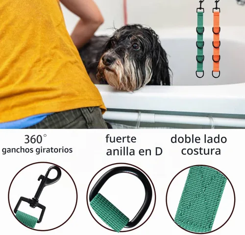 Vista 3 de Lazos de aseo para perros y mascotas, extensión de aseo para perros, 2 PCS correas extensoras para mesa de aseo, 4 anillos en D, lazo para salón