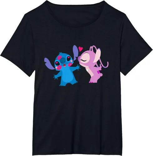 Vista 31 de Disney Stitch and Angel - Camiseta para el día de San Valentín Negro