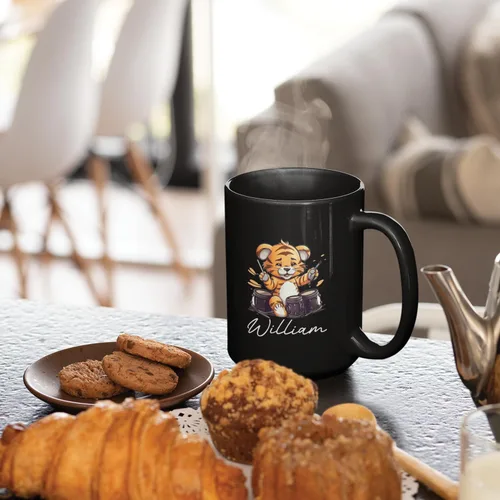 Vista 3 de Taza de té personalizada para amantes del tigre con nombre 2023, regalos personalizados para amantes de las mascotas, taza de café de cerámica