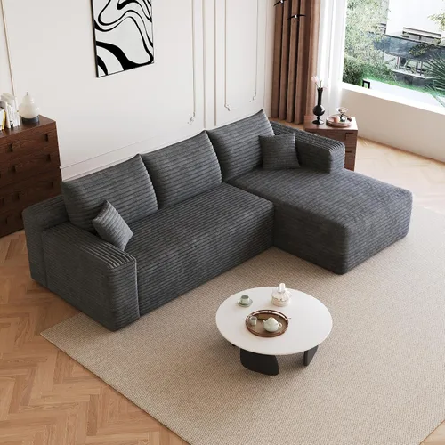 Vista 45 de AUGOP Sofá modular moderno de 96 pulgadas para sala de estar, sofá modular con sofás en forma de L, sofá tapizado sin hueso, sofá seccional con Negro