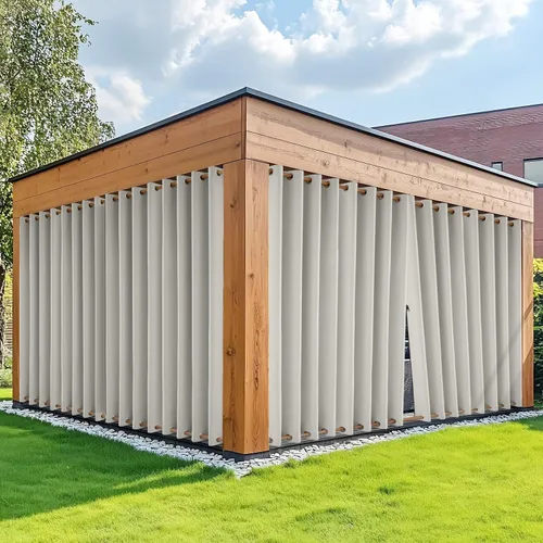 Vista 20 de HDCAXKJ Cortinas impermeables para exteriores para patio con cremallera superior e inferior, cortinas térmicas de privacidad con ojales, 2 paneles