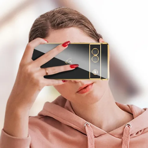 Vista 5 de ZTOFERA Funda diseñada para Google Pixel 7a, bonito diseño de corazones de amor con borde chapado y protección de lente de cámara, para Google Pixel