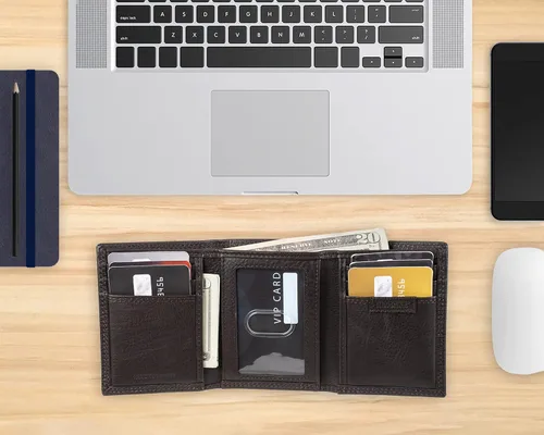 Vista 6 de Haggar Cartera triple RFID de cuero para hombre