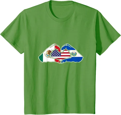 Vista 59 de Corazón manos México, El Salvador y Estados Unidos. Camiseta, Negro