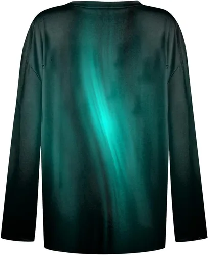 Vista 2 de Womens Shirts Long Sleeve Printed Clothes Notch Collar Botton Pullover Tunic Sports Sweatshirts Stylish Soft Shirts