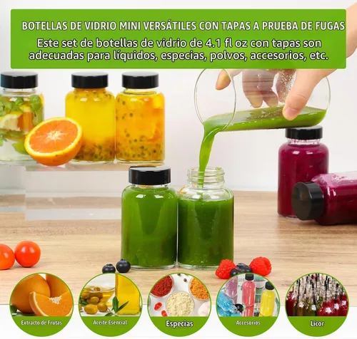 Vista 5 de 4oz Ginger Shots Bottles 16Pack- Portable Leakproof Glass Jars with Lids Botellas pequeñas de vidrio para zumo con tapas para inyección de bienestar