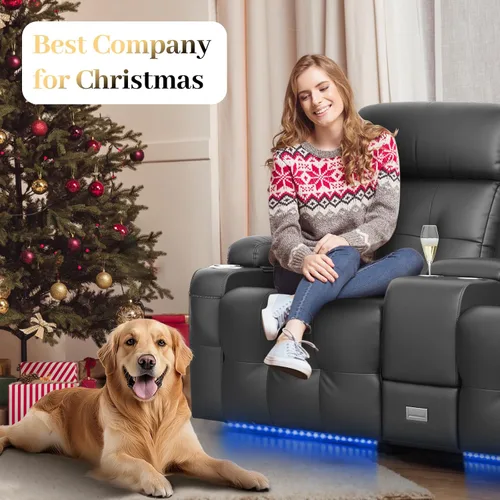 Vista 21 de Sofá de Dos Plazas Reclinable, Sofá Reclinable de Masaje con Gran Capacidad de Peso, Silla de Dos Plazas para RV en Liquidación con Consola, USB