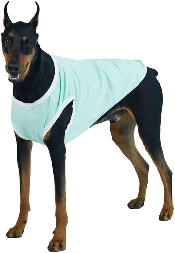 Vista 6 de Camiseta sin mangas para perro, camisas de algodón para perros, camisetas sin mangas, suave, transpirable, fresca para perro, ropa para mascotas