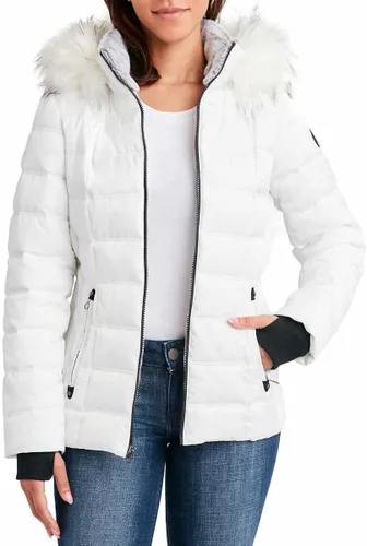 Vista 2 de Nautica Chaqueta acolchada de peso medio con capucha y ribete de piel sintética para mujer