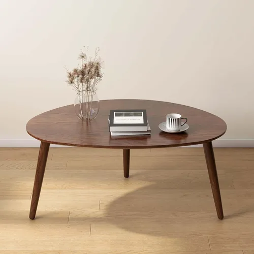 Vista 16 de Mesa auxiliar ovalada pequeña, mesa auxiliar moderna de mediados de siglo para sala de estar, mesas auxiliares 100% madera de roble macizo