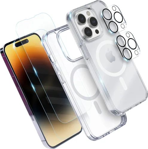 Vista 9 de Power Theory Protector de pantalla diseñado para iPhone 14 Plus, con protectores de lente y funda transparente compatible con Magsafe [dureza 9H]
