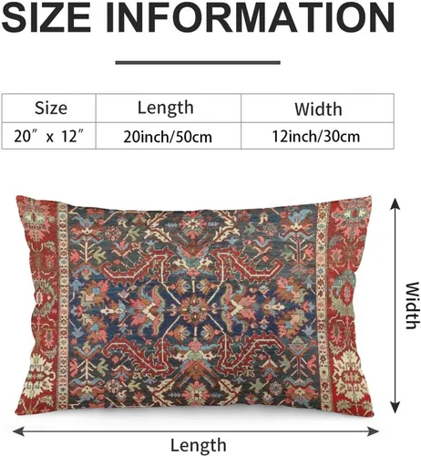 Vista 2 de 2 fundas de almohada con estampado floral antiguo de alfombra persa de 12 x 20 pulgadas, fundas de almohada decorativas de terciopelo suave