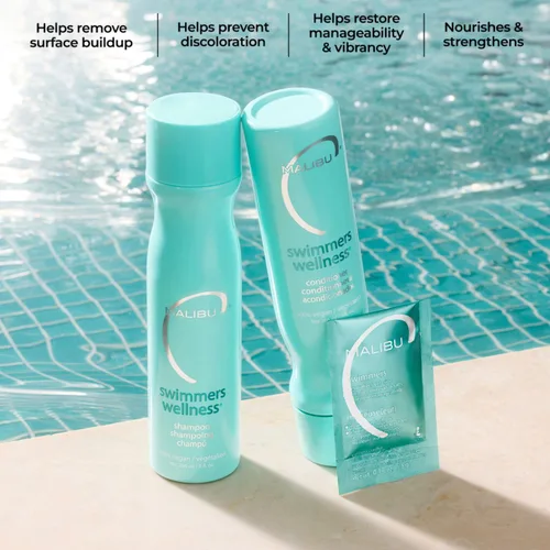 Vista 2 de Malibu C Swimmers Wellness - Acondicionador de natación hidratante para mujeres, hombres y niños, tamaño de viaje, para restaurar el brillo afectado