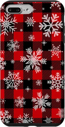 Vista 12 de Snowflakes Snow Snowing Christmas Winter Red Black Plaid Case for iPhone 17