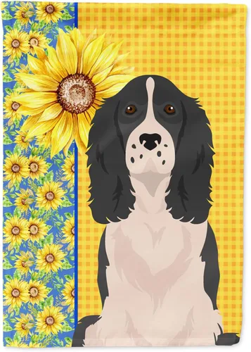 Vista 23 de Caroline's Treasures WDK5313GF Bandera de jardín con diseño de girasoles de verano, color negro y tostado, Airedale Terrier para buzón, bandera