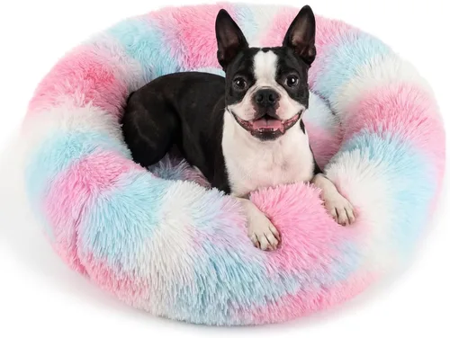 Vista 50 de Cama para perros pequeños, cama calmante para perros pequeños, antiansiedad, cama para cachorros, lavable a máquina, esponjosa, de lujo Verde militar