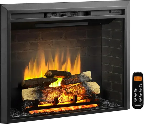 Vista 9 de LegendFlame Carl 28 Pulgadas con Kit de Adornos, Inserto de Chimenea Eléctrica, Calentador de Chimenea 750/1500W, Sonido de Fuego Crepitante