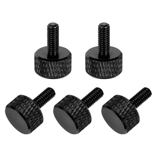 Vista 42 de MECCANIXITY 5 piezas M6x14mm Tornillos de pulgar estriado de cabeza plana, pernos de rosca completa de aleación de aluminio sólido para carcasas