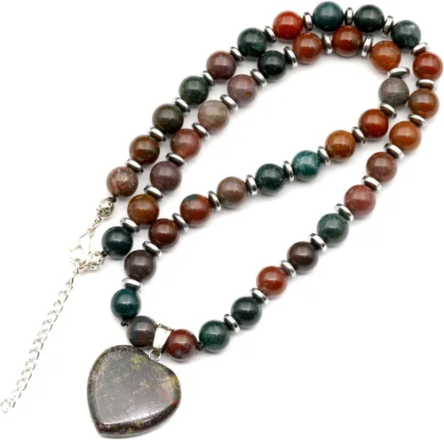 Vista 67 de Colgante de corazón de aventurina natural, Collar de cuentas de aventurina genuina, Collar de piedra verde, Collar de piedras preciosas, Cuentas