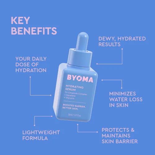 Vista 10 de BYOMA Suero hidratante – Suero facial hidratante con escualano, glicerina y ceramidas – Hidratante para una piel brillante y húmeda – 1.01 onzas