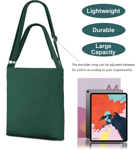 Vista 4 de Kememo Bolso Hobo de pana con cremallera, bolsa de hombro de gran capacidad, bolsa de compras para mujer
