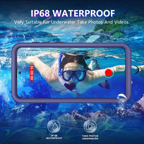 Vista 86 de Temdan - Funda impermeable diseñada para iPhone 12, protector de pantalla y cámara integrado IP68 bajo el agua, cuerpo completo, a prueba de caídas