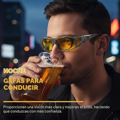 Vista 2 de LVIOE Wrap Around Night-Vision Glasses, Fit Over Prescription Glasses with Polarized Yellow Lens Night-Driving Glasses