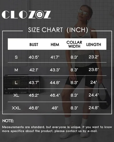 Vista 6 de CLOZOZ Camisas de malla para mujer camisetas sin mangas transparentes