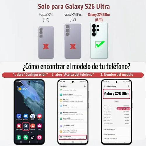 Vista 2 de Asuwish Funda de teléfono para Samsung Galaxy S26 Ultra 5G Wallet Cell Cover con protector de pantalla de vidrio templado, correa para la muñeca