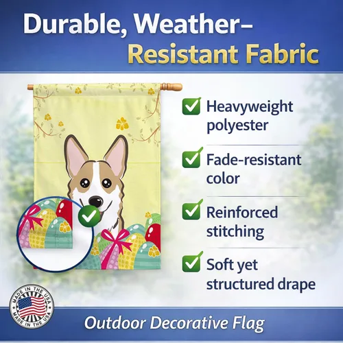 Vista 645 de Caroline's Treasures BB1923GF Bandera decorativa para jardín con diseño de Border Collie, para caza de huevos de Pascua, para jardín, jardín, patio