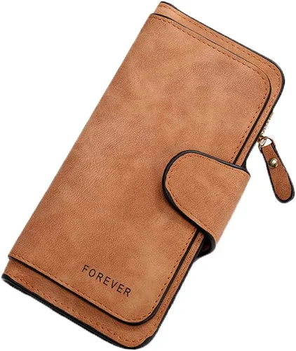 Vista 8 de Cartera pequeña de cuero para mujer con bloqueo RFID y ventana para identificación, Gris oscuro, Classic