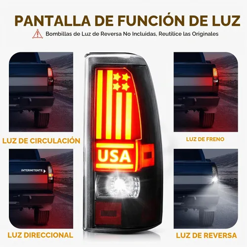 Vista 2 de Kit de luz trasera + tercera luz de freno para Chevy Silverado 1500 2500 HD 1999-2002, para GMC Sierra 1500 2500 HD Fleetside 1999-2003, luces Lente