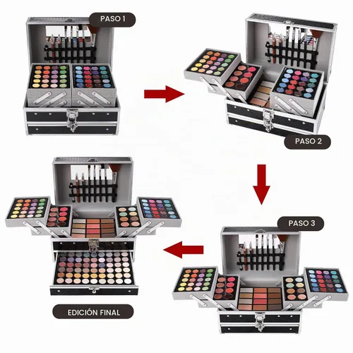 Vista 4 de Set de regalo de maquillaje para mujeres y niñas, kit de maquillaje completo todo en uno con sombra de ojos, brillo de labios, corrector, rubor