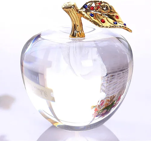 Vista 7 de AETVRNI Decoración artesanal de pisapapeles de manzana, adorno hecho a mano, decoración del hogar, manualidades de cristal coleccionables, gran Azul
