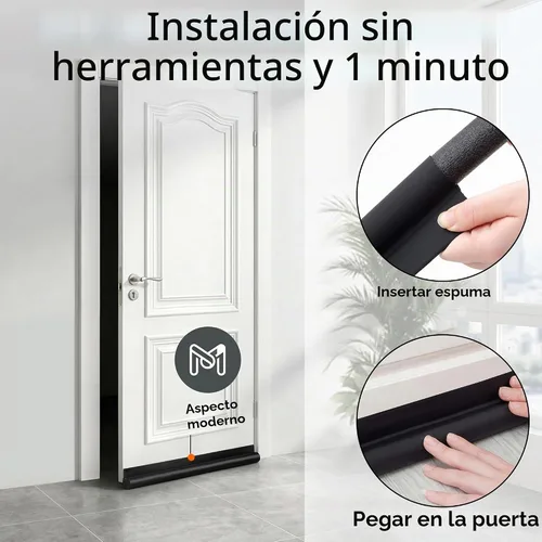 Vista 6 de Tope de Corriente de Puerta HomeProtect de 76 cm, Cinta de Clima con Adhesivo Fuerte para Protección Esencial del Hogar en Dormitorio para Espacios