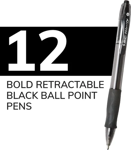 Vista 4 de BIC VLGB11BK Velocity Bolígrafo retráctil, tinta negra, 0.063 in, audaz, docena