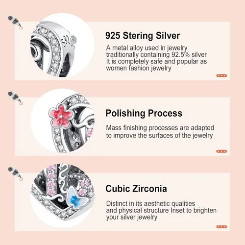 Vista 4 de Annmors 925 Sterling Silver Charms 15 16 18 21 30 40 50 60 Years Love Birthday Charm fit European Bracelet,Number Charms with 5A Cubic Zirconia