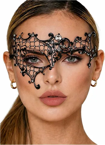 Vista 12 de Antifaz de lujo, máscara veneciana del Fantasma de la Ópera, para mujer. Vintage Clear Sl