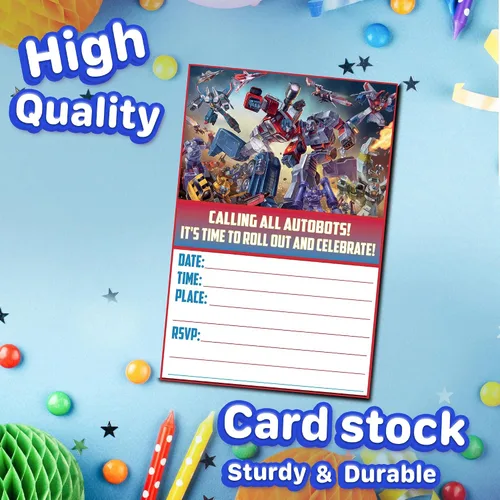 Vista 6 de 20 invitaciones y sobres dinámicos de cumpleaños de Robot Hero Adventure - Invitaciones de fiesta de feliz cumpleaños para niños, 6 x 4 pulgadas