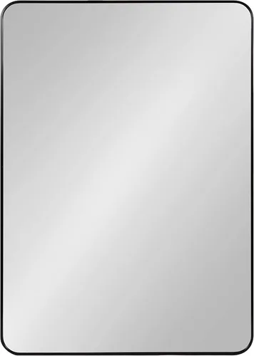 Vista 8 de Kate and Laurel Zayda Radius - Espejo rectangular de pared, 30 x 42, negro, espejo rectangular minimalista con marco de metal con esquinas