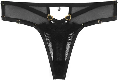 Vista 4 de Banamic Tangas G String para mujer, ropa interior de encaje floral, tangas de cintura media, bragas