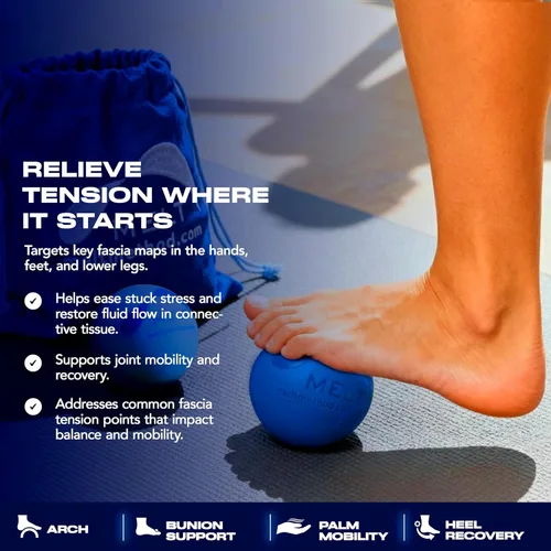 Vista 4 de MELT Method Kit de bola de terapia para manos y pies con Sensory FasciaPoint - Juego de bola de masaje terapéutico y rodillo de masaje para fascitis